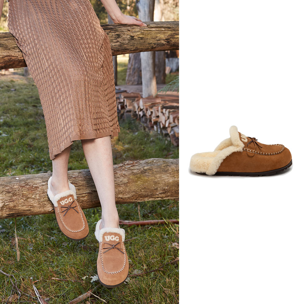 [무료배송] 호주정품 오즈웨어 레티티아 니트 로고 슬리퍼 (굽 3.5cm) OZWEAR UGG OB946